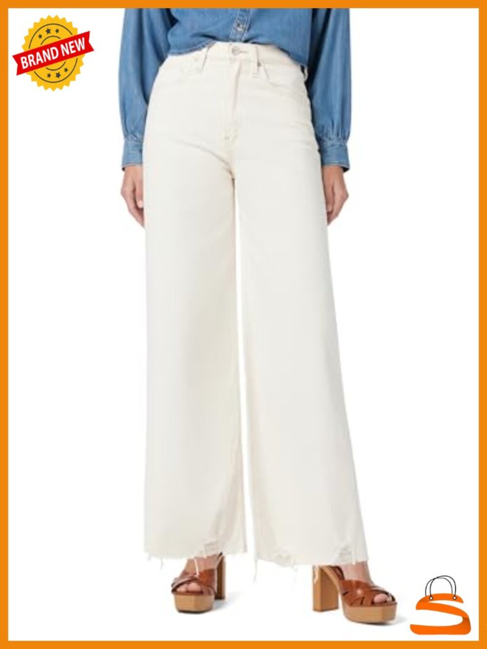 High Rise Wide Leg Jean with Destructed Hem
